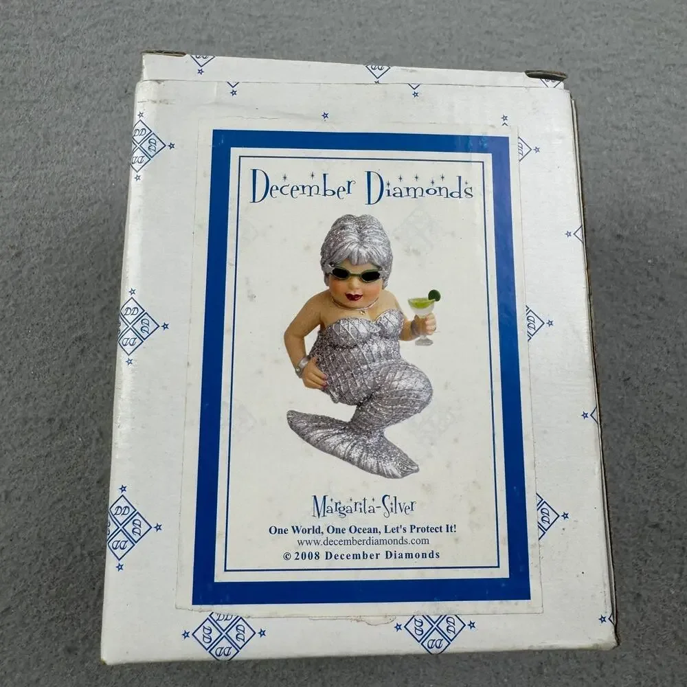 December Diamonds 2008 Retired Margarita Silver Mermaid Ornament Silver Glitter